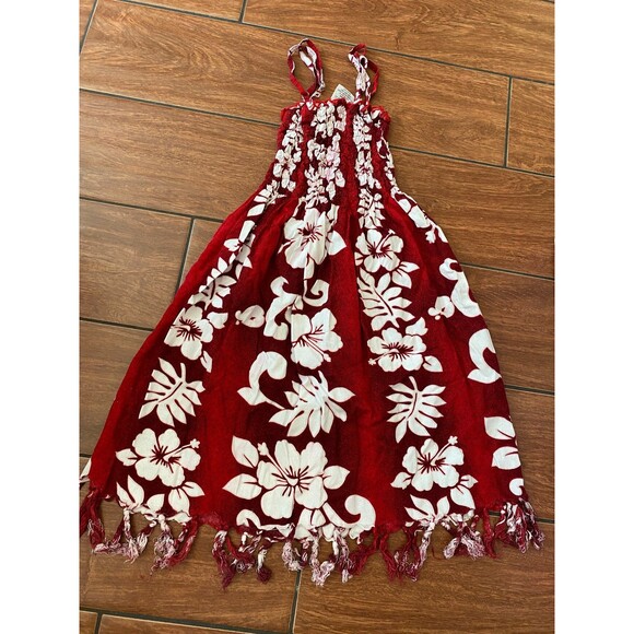 New Bali batik sundress kid summer red sz 5-6 - Picture 1 of 2